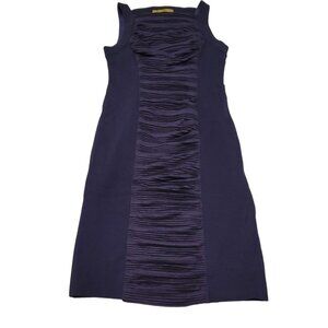 Nicole Miller Womens Navy Blue Ruched Sheath Dress Sleeveless Lined Size P‎ NWT